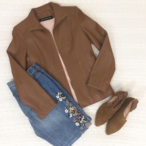 Andrew Marc Brown Leather Blazer, Size Small